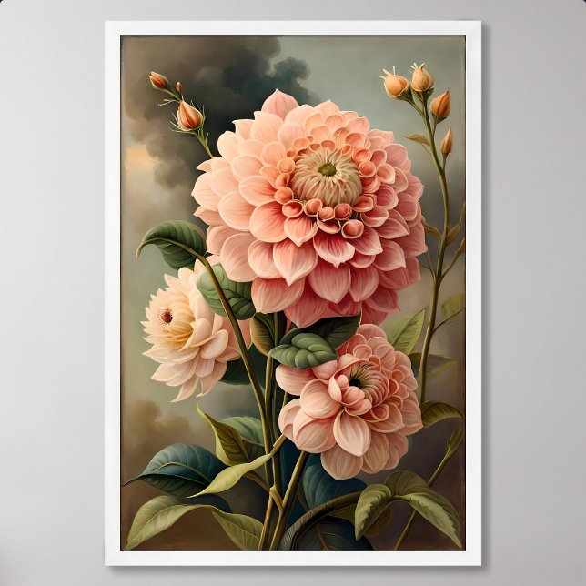 Dahlia Painting: Blommans Blommar i Classic Stil Poster (Dahlia Painting: flower Blossom in Classic Style)