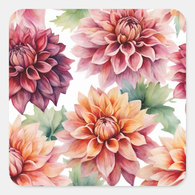 Dahlia Painting Fyrkantigt Klistermärke (Framsida)