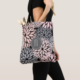 Dahlia Rosa Blommigt Monogram Tygkasse
