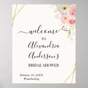 Dahlia & Roses Bröllopsdusch Välkomstskylt Poster