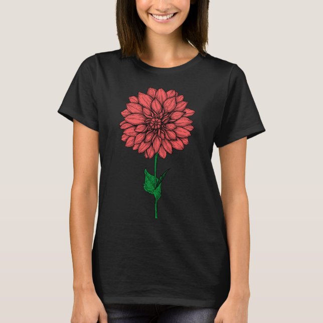 Dahlia teckning tShirt T Shirt (Framsida)
