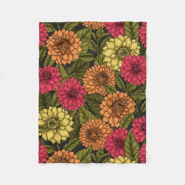 Dahlia-trädgård Fleecefilt (Framsidan)