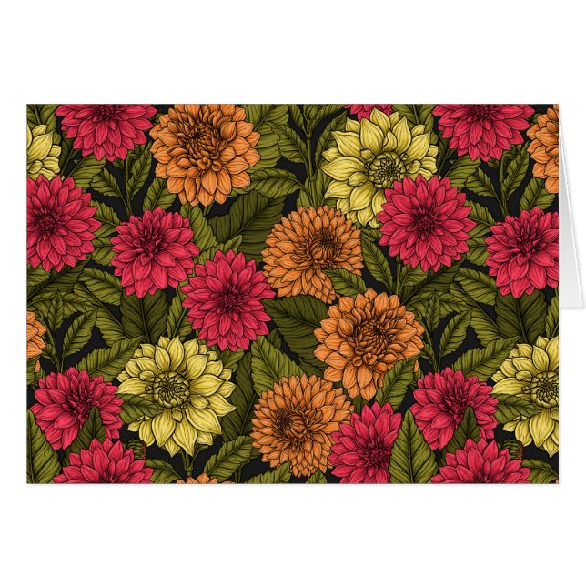 Dahlia-trädgård Hälsningskort (Framsidan Horizontal)