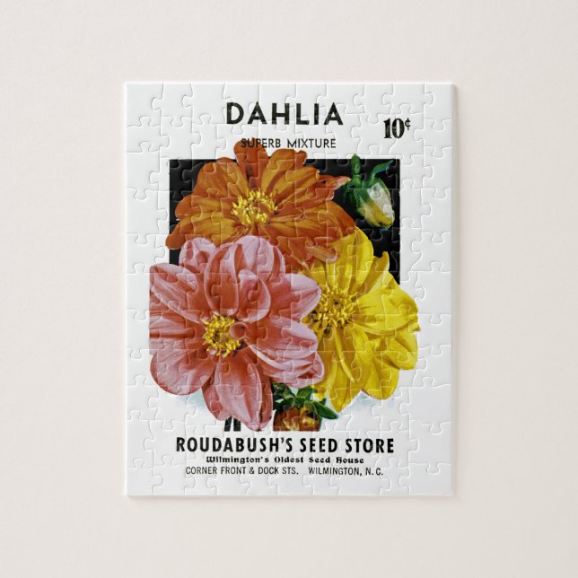 Dahlia Vintage Seed Packet Pussel (Vertikal)