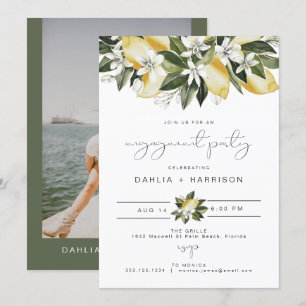 DAHLIA Watercolor Lemon Blommigt Förlovningsfest Inbjudningar