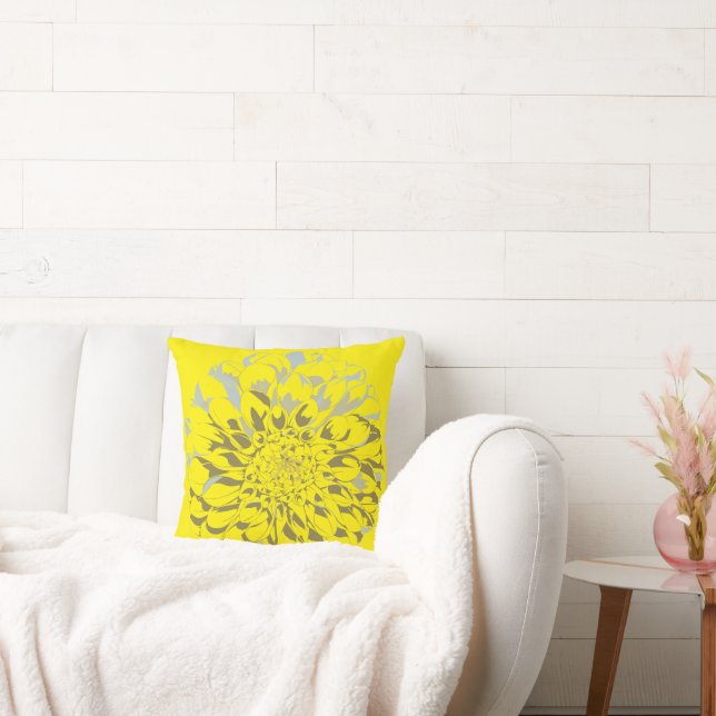 Dahlia Yellow Throw Pillow Kudde (Soffa)