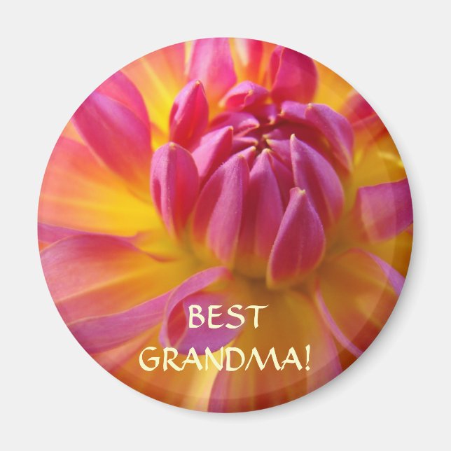 DAHLIAMAGNET Bästa Mormor Magneter Julpresenter (Framsidan)