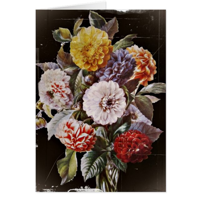 Dahlias Antique Bouquet Hälsningskort (Framsidan)