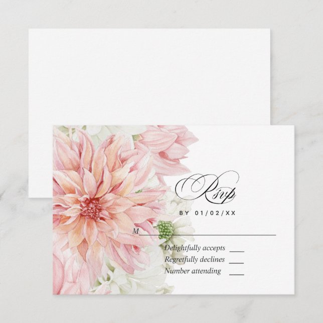  Dahlias Blommigt Bröllop OSA Card Kort (Fram/baksida)