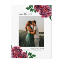 Dahlias. Blommigten Spara datum i vattenfärgsträdg