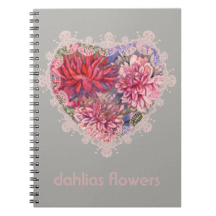 dahlias blommor anteckningsbok med spiral