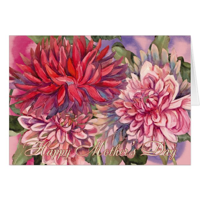 dahlias blommor hälsningskort (Framsidan Horizontal)