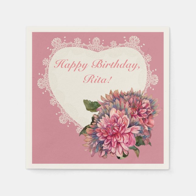 dahlias blommor pappersservett (Framsidan)