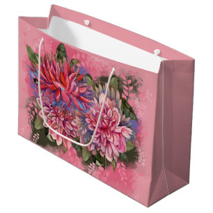 Dahlias blommor rosa akvarell