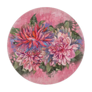 Dahlias blommor rosa vattencolor