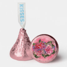 Dahlias blommor rosa vattenfärg