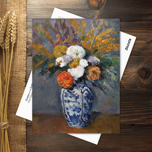 Dahlias Blue White Vas Paul Cezanne Vykort