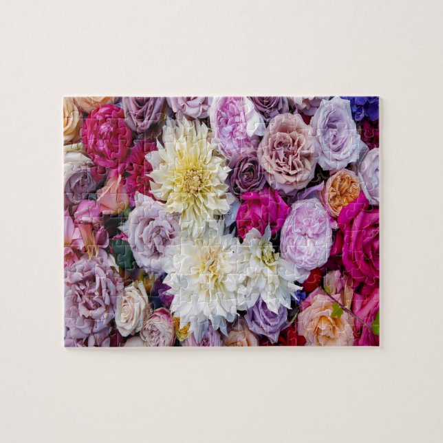 Dahlias Flowers & Ro Jigszawa Puzzle Pussel (Horisontell)