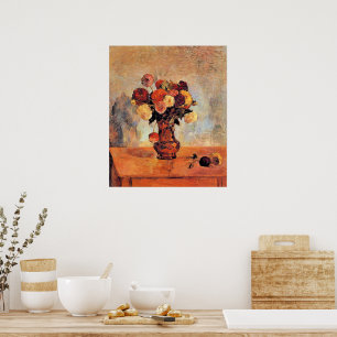 Dahlias i en kopparvas av Gauguin Poster