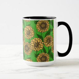Dahlias i gult och grönt mugg