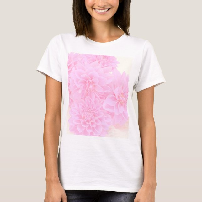 Dahlias i mjuk Rosa T Shirt (Framsida)