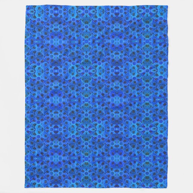 Dahlias in royal blue - blommigt design, fleecefilt (Framsidan)