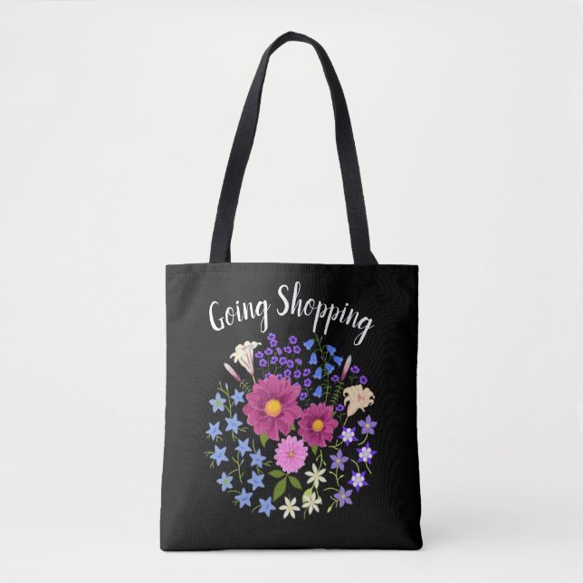 Dahlias med blåklockor Totebag Tygkasse (Framsida)