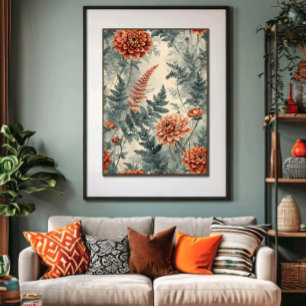 Dahlias och ormbunkar poster