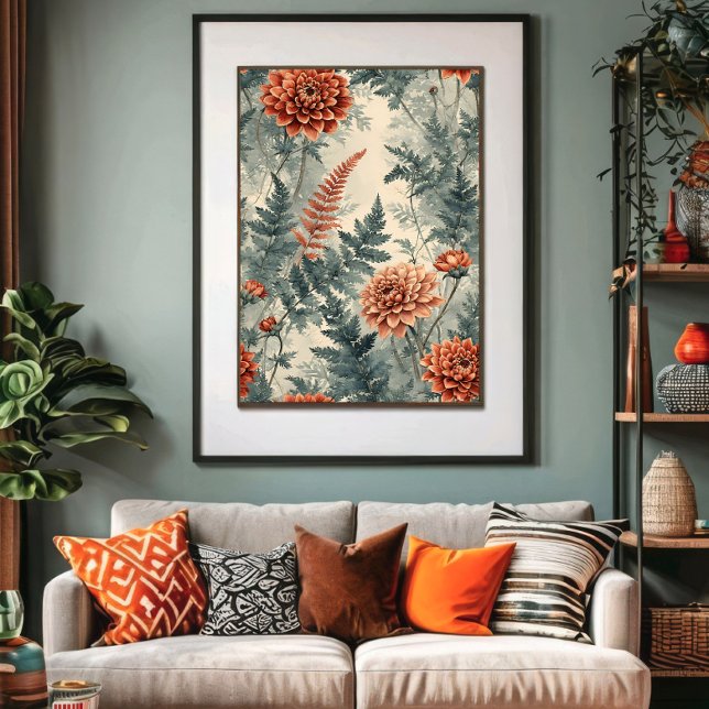 Dahlias och ormbunkar poster (Skapare uppladdad)