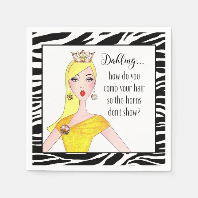 "Dahling, hur gömmer du dina horn?" Pappersservett (Framsidan)