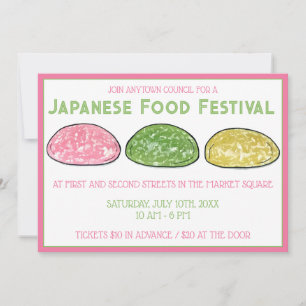 Daifuku Mochi Japanska Restaurant Food Festival Inbjudningar