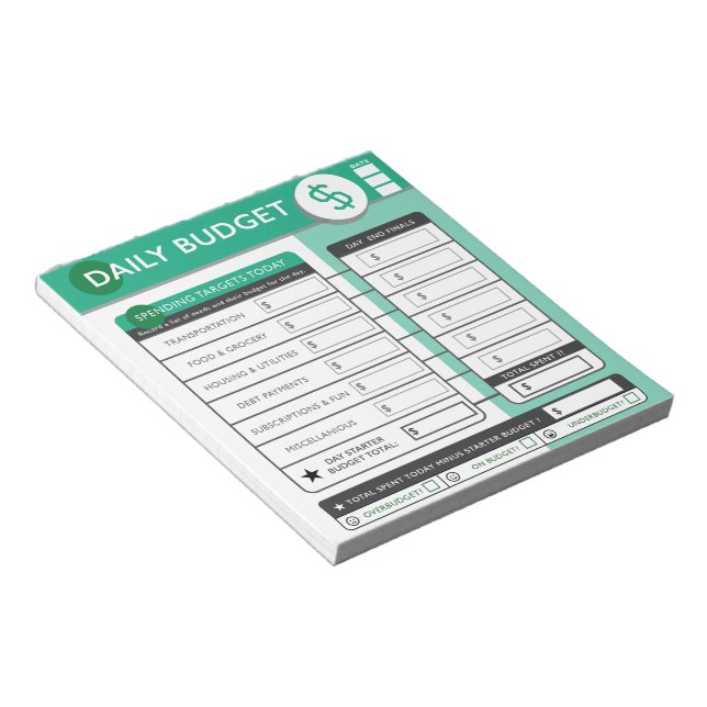 Daily Budget Targets & Tracking  Anteckningsblock (Vinklad)