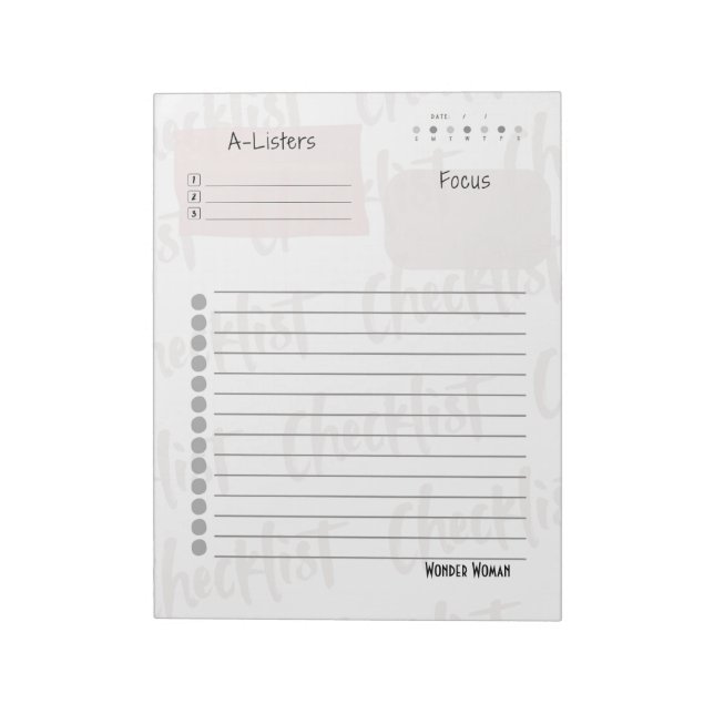 Daily Checklist – Customizable Tear-Off Notepad Anteckningsblock (Roterad)