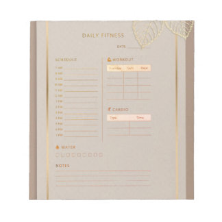 Daily Fitness Planner gold classic watercolor  Anteckningsblock