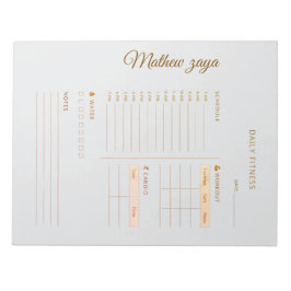 Daily Fitness planner wright grey background gold  Anteckningsblock