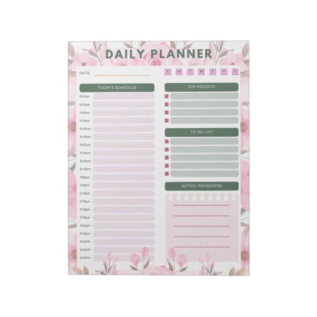 daily floral planner Notepad Anteckningsblock (Roterad)
