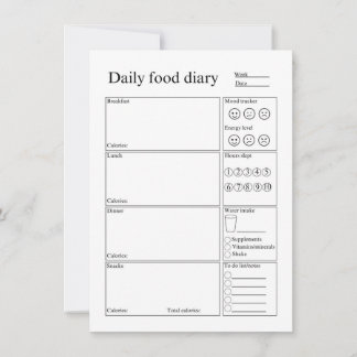Daily food diary anteckningskort