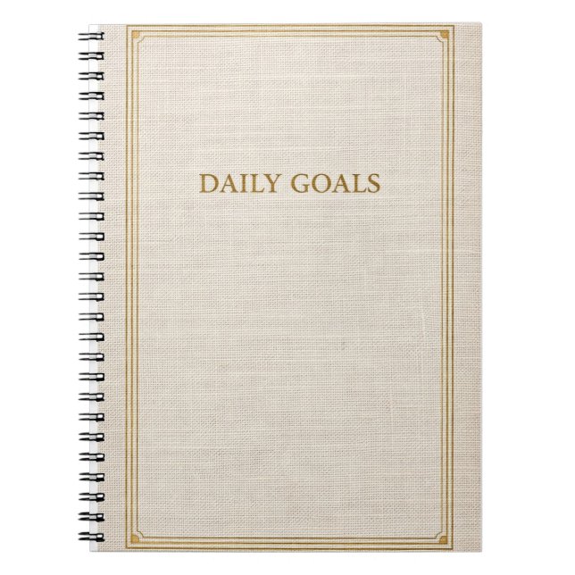 Daily Goals Line Journal | Minimal Neutral Planner Anteckningsbok (Framsidan)