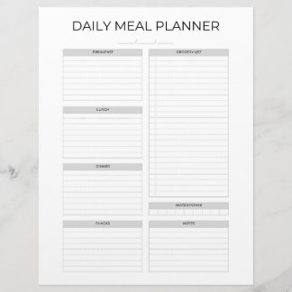 Daily Meal Planner | Simple Minimalistic Clean Brevhuvud