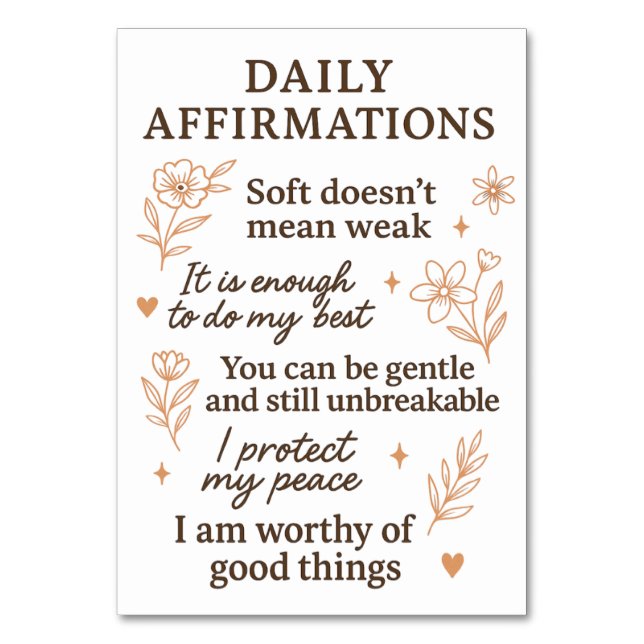 Daily Mental Health Reminder  | Self Love Healing  Bordsnummer (Framsidan)