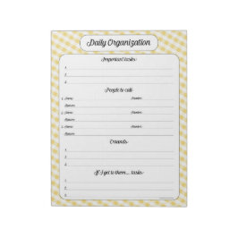 Daily Organisation - Gult Gingham Anteckningsblock
