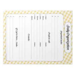 Daily Organisation - Gult Gingham Anteckningsblock