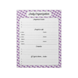 Daily Organisation - Lila Gingham Anteckningsblock