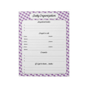 Daily Organisation - Lila Gingham Anteckningsblock