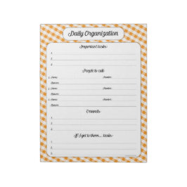 Daily Organisation - Orange Gingham Anteckningsblo Anteckningsblock