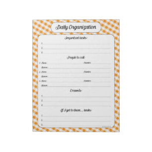 Daily Organisation - Orange Gingham Anteckningsblo Anteckningsblock
