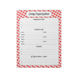 Daily Organisation - Red Gingham Anteckningsblock
