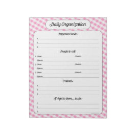 Daily Organisation - Rosa Gingham Anteckningsblock