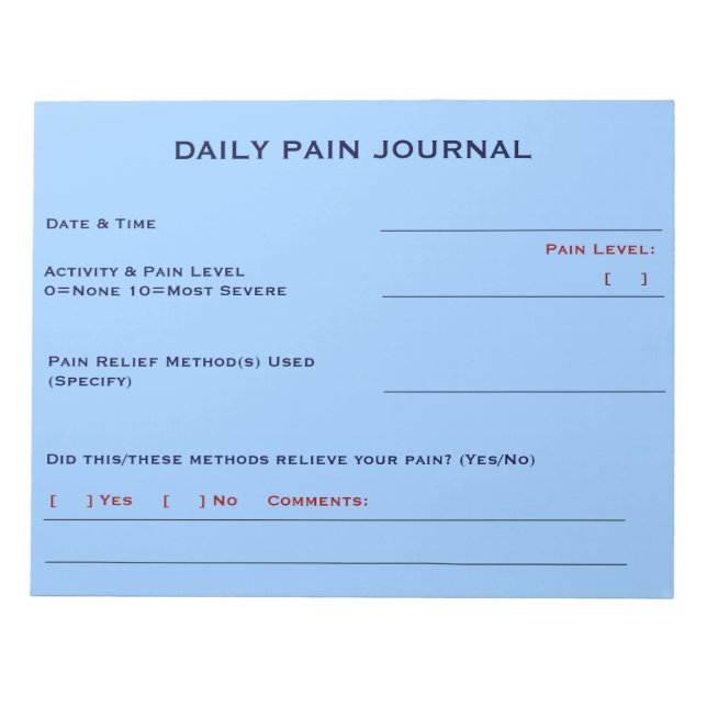 Daily Pain Journal (Himlar Blue) Anteckningsblock (Framsida)