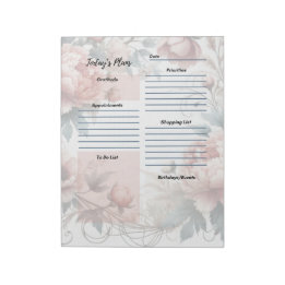 Daily Planner Dusty Peony Blommigt Design Anteckningsblock